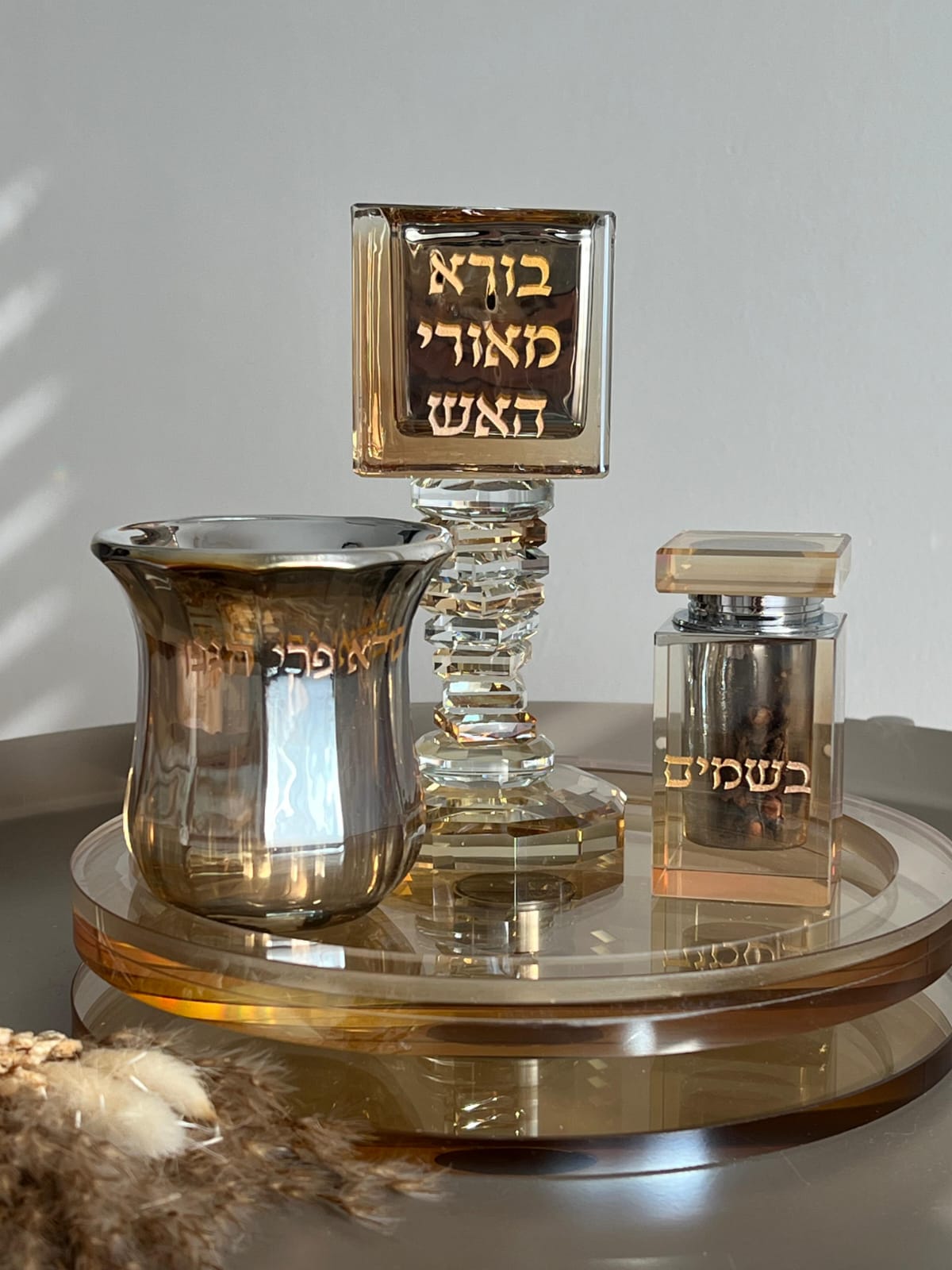 סט הבדלה קריסטל מהודר - 4 צבעים