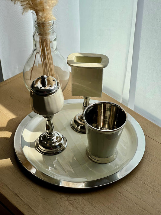 סט הבדלה מהודר אלומיניום -אבן בז