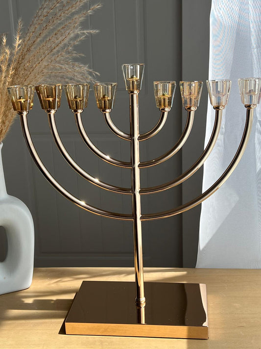 חנוכיה דגם "מנורה" - ראש קריסטל