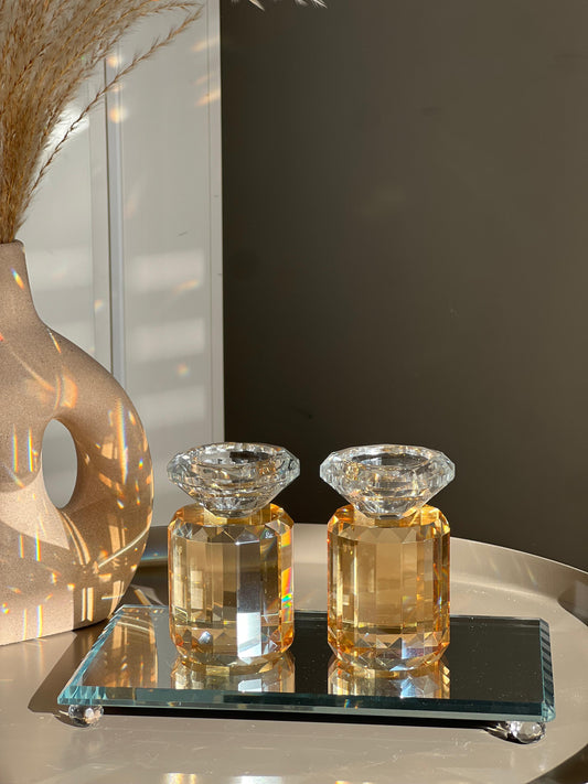 זוג פמוטי קריסטל ומגש