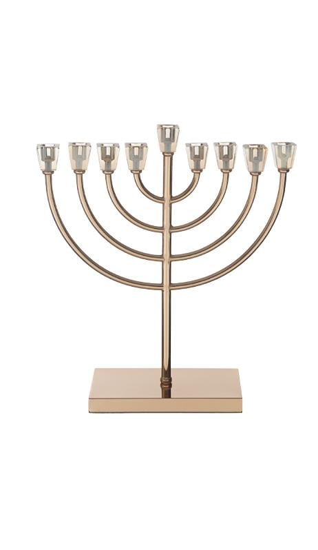 חנוכיית מתכת עם ראש קריסטל - עם אפשרות לחריטה בלייזר