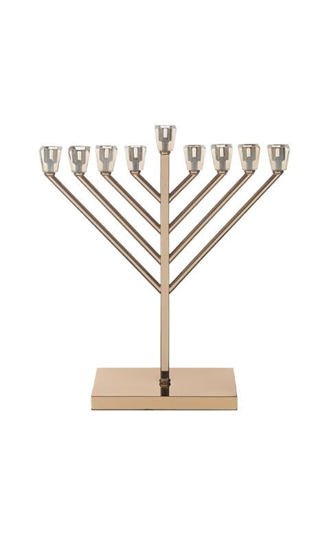 חנוכיית מתכת עם ראש קריסטל - עם אפשרות לחריטה בלייזר