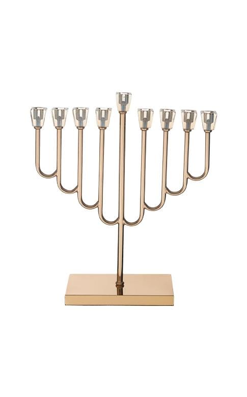 חנוכיית מתכת עם ראש קריסטל - עם אפשרות לחריטה בלייזר