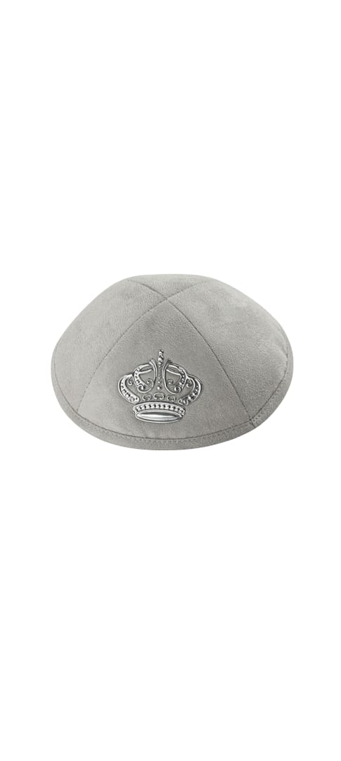 כיפה אולטרא סוויד 19סמ עם כתר ומקום לנסיכה אפור